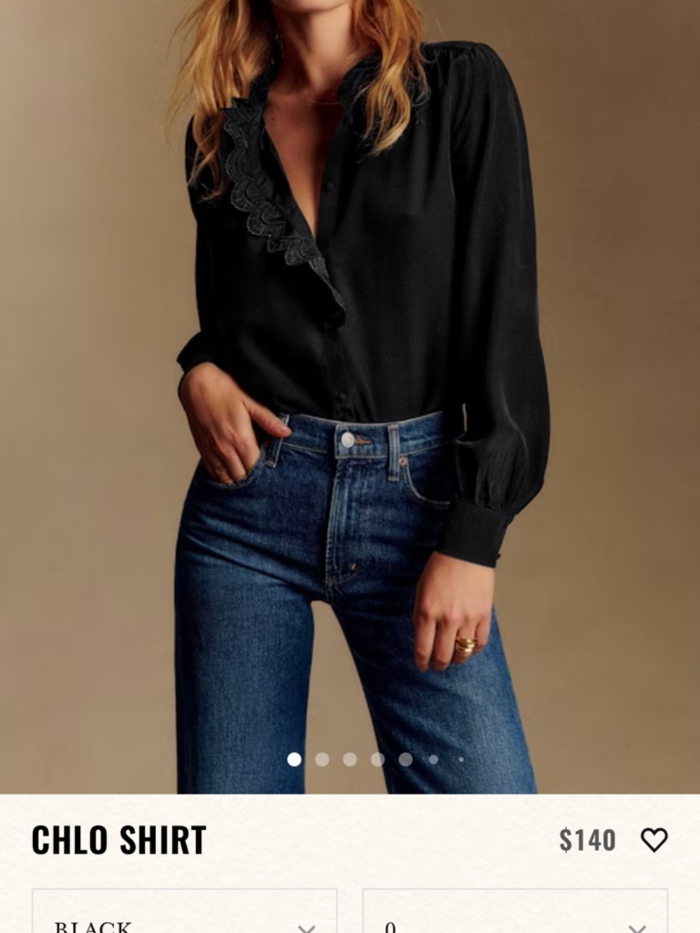 Sezane Chlo Black Scalloped Lace Collar Blouse